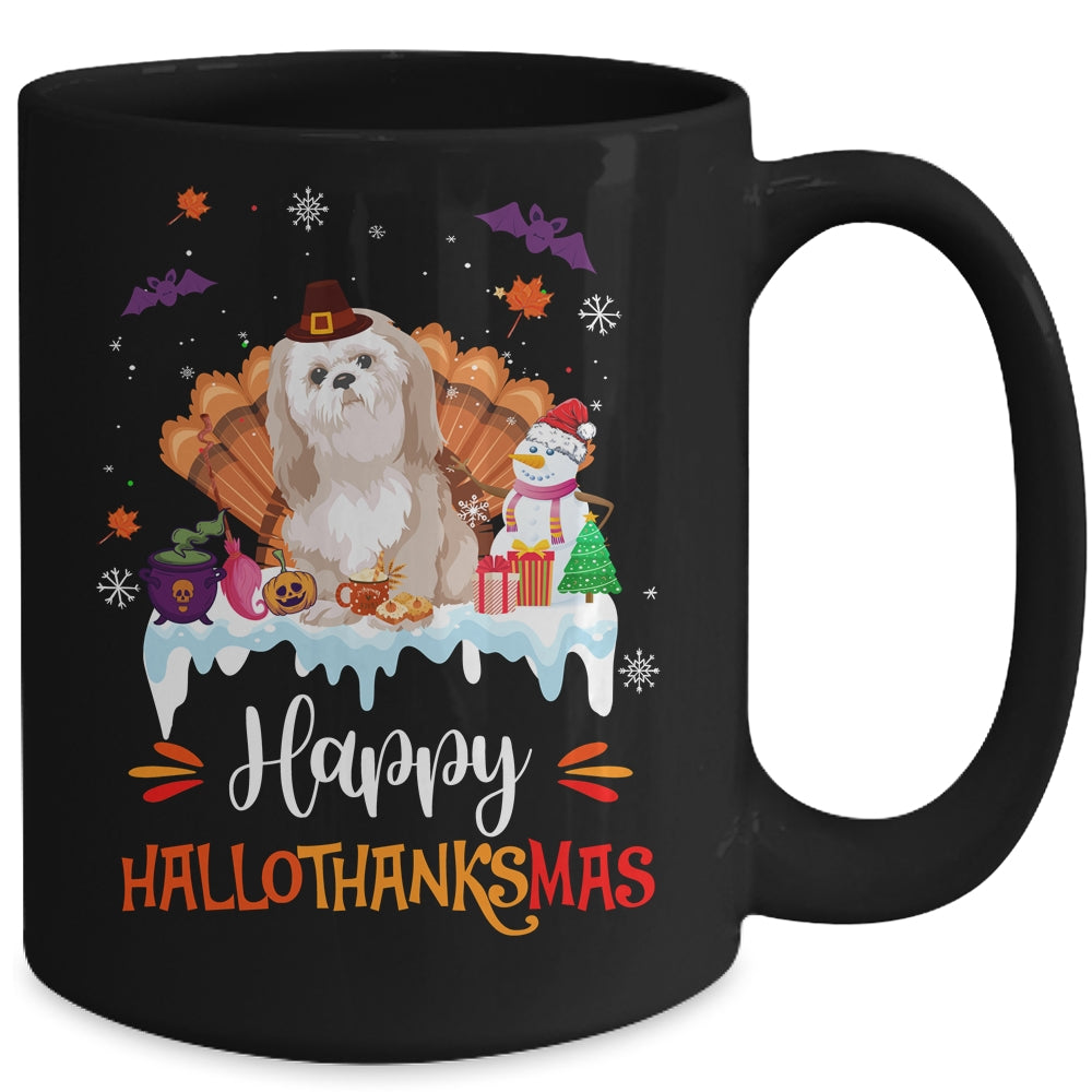 Shih Tzu HalloThanksMas Halloween Thanksgiving Christmas Mug | siriusteestore
