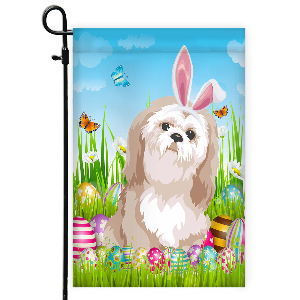 Shih Tzu Happy Easter Day Holiday Flag Funny Dog Dog Wear Bunny Ears Headband Cute for Home Decor | siriusteestore