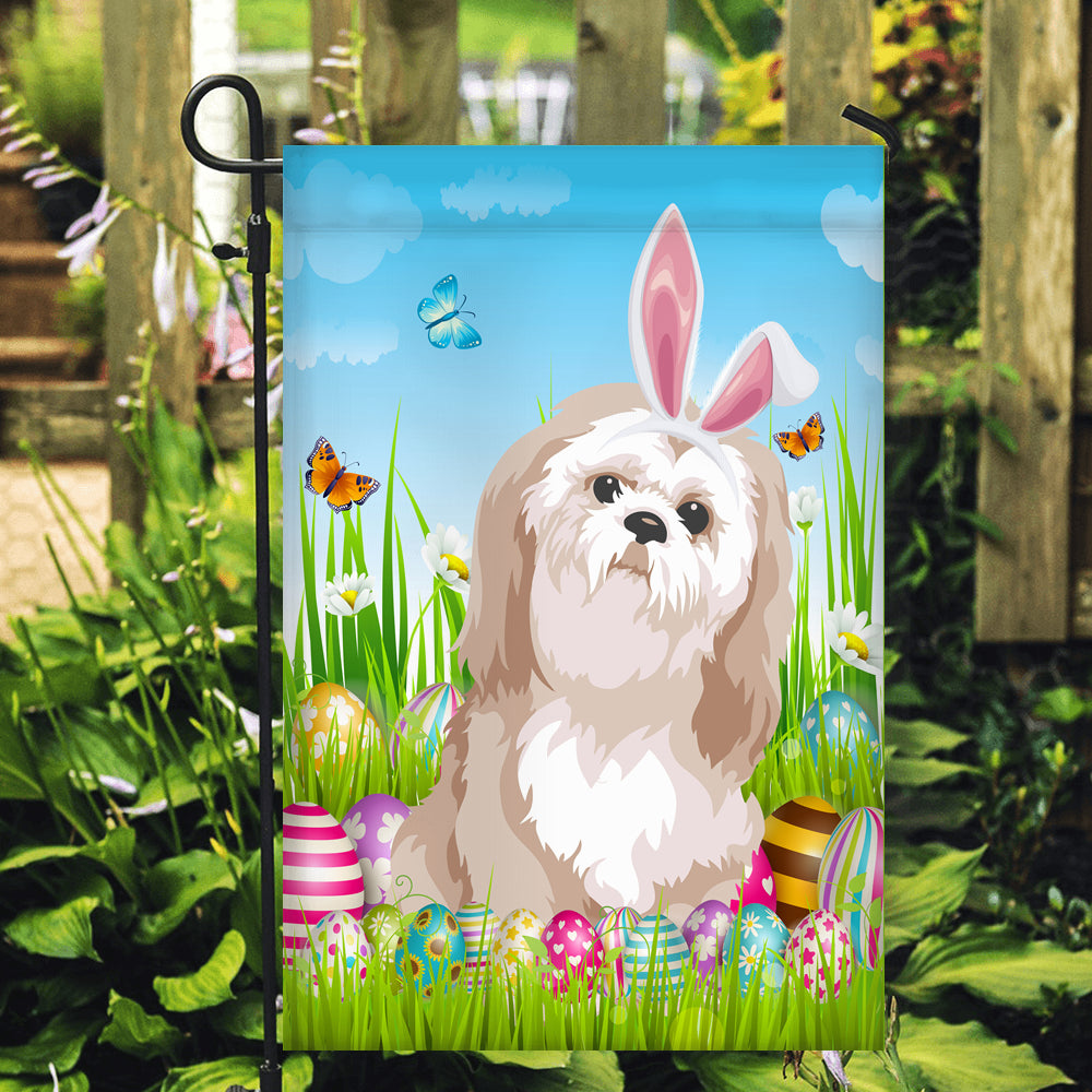 Shih Tzu Happy Easter Day Holiday Flag Funny Dog Dog Wear Bunny Ears Headband Cute for Home Decor | siriusteestore