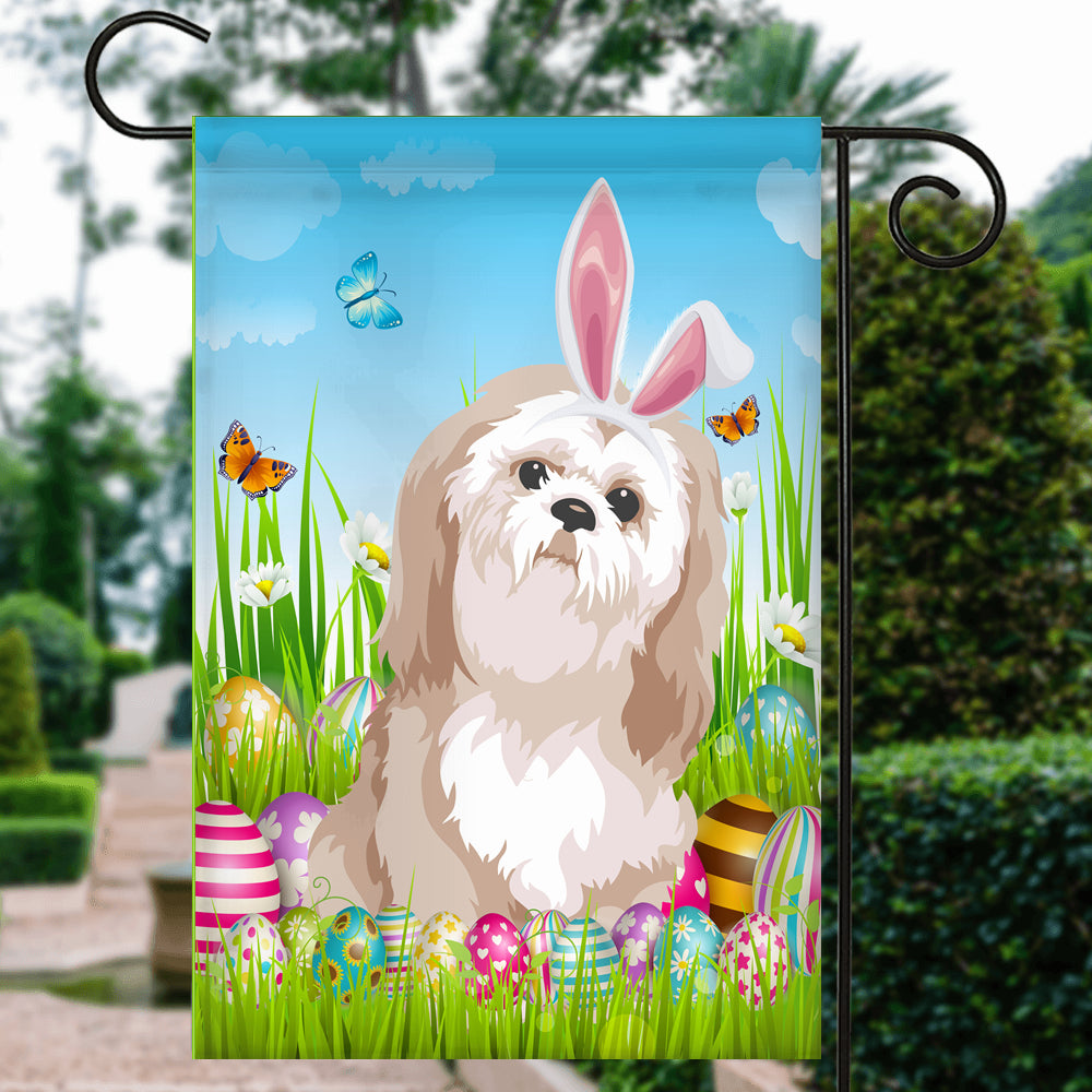 Shih Tzu Happy Easter Day Holiday Flag Funny Dog Dog Wear Bunny Ears Headband Cute for Home Decor | siriusteestore