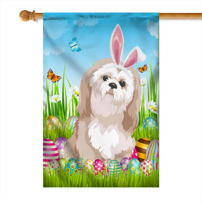 Shih Tzu Happy Easter Day Holiday Flag Funny Dog Dog Wear Bunny Ears Headband Cute for Home Decor | siriusteestore