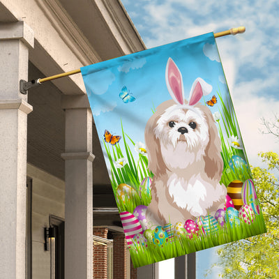 Shih Tzu Happy Easter Day Holiday Flag Funny Dog Dog Wear Bunny Ears Headband Cute for Home Decor | siriusteestore