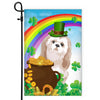 Shih Tzu St Patrick's Day Dog Flag Funny Peeking Dog Wear Green Hat Golden Pot Coin Shamrock Rainbow Spring Banner for Home Decor | siriusteestore