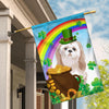 Shih Tzu St Patrick's Day Dog Flag Funny Peeking Dog Wear Green Hat Golden Pot Coin Shamrock Rainbow Spring Banner for Home Decor | siriusteestore