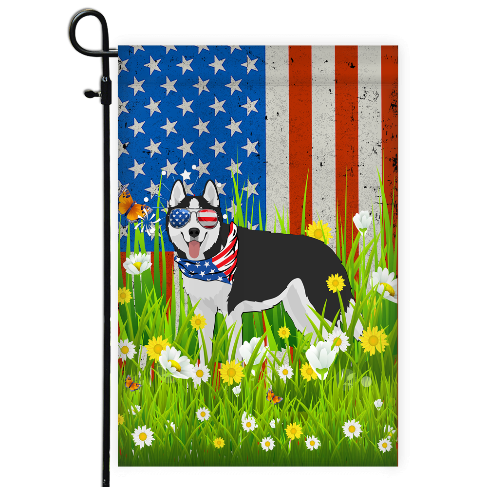 Siberian Husky American USA Flag 4th of July Dog Lover On Independence Day | siriusteestore