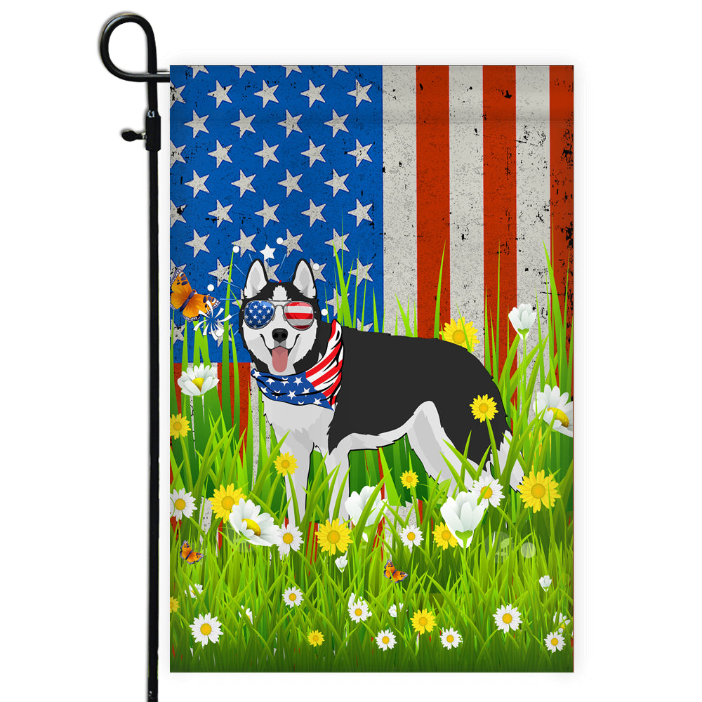 Siberian Husky American USA Flag 4th of July Dog Lover On Independence Day | siriusteestore