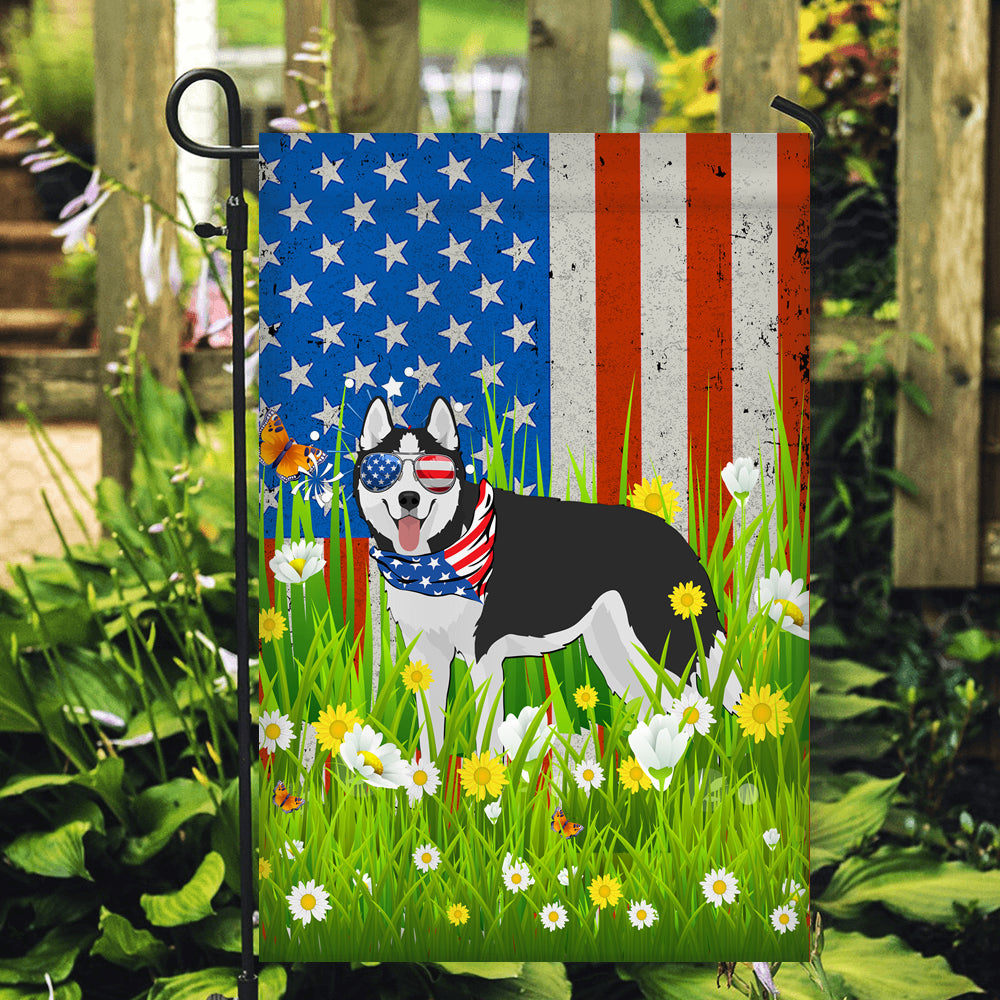 Siberian Husky American USA Flag 4th of July Dog Lover On Independence Day | siriusteestore