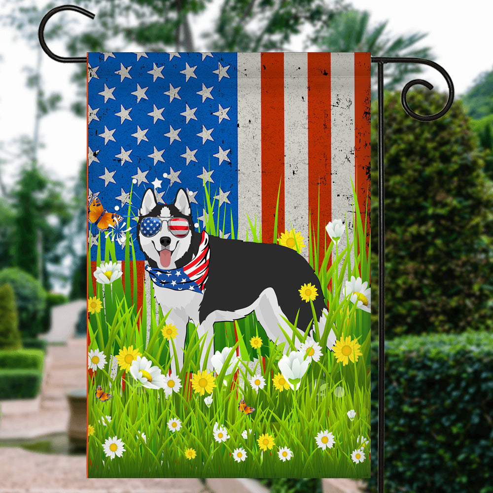 Siberian Husky American USA Flag 4th of July Dog Lover On Independence Day | siriusteestore