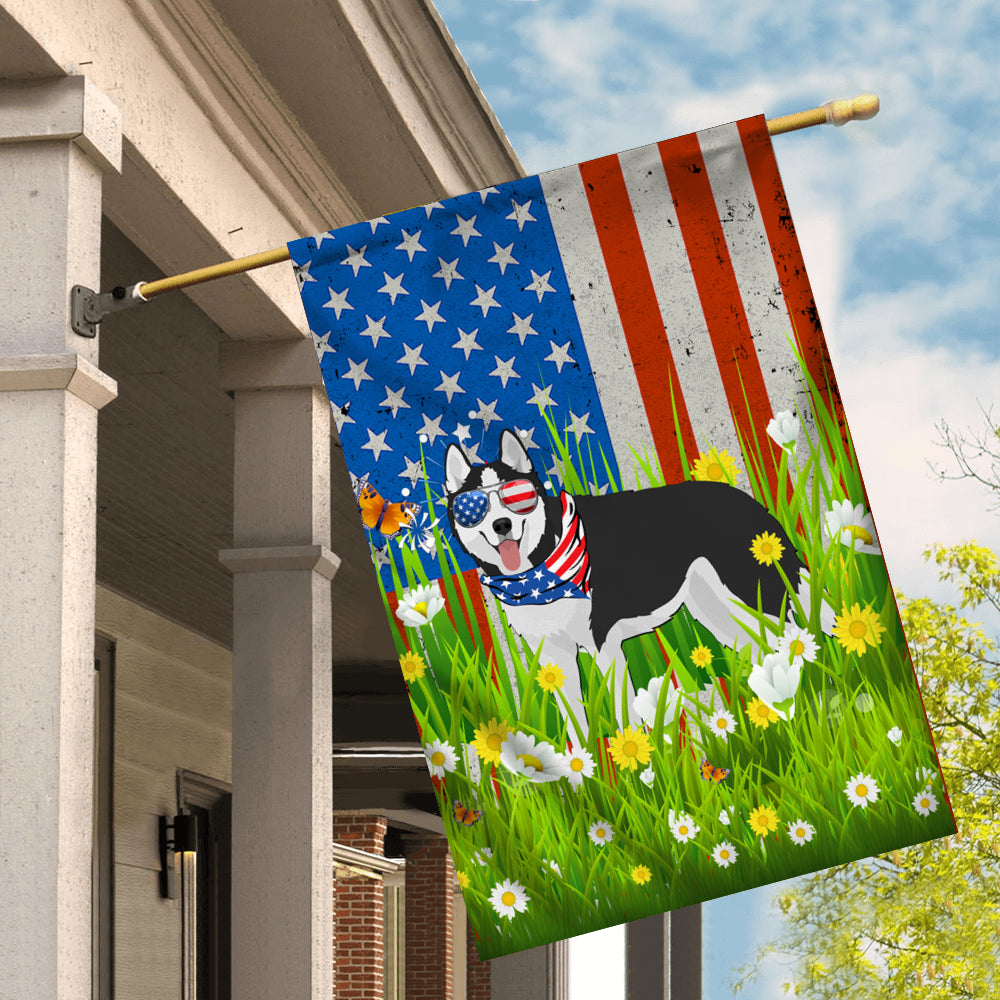 Siberian Husky American USA Flag 4th of July Dog Lover On Independence Day | siriusteestore