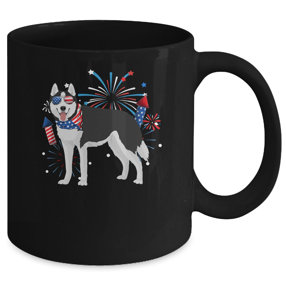 Siberian Husky Dog American USA Flag 4th of July women Lover Mug | siriusteestore