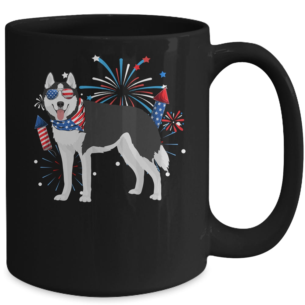 Siberian Husky Dog American USA Flag 4th of July women Lover Mug | siriusteestore