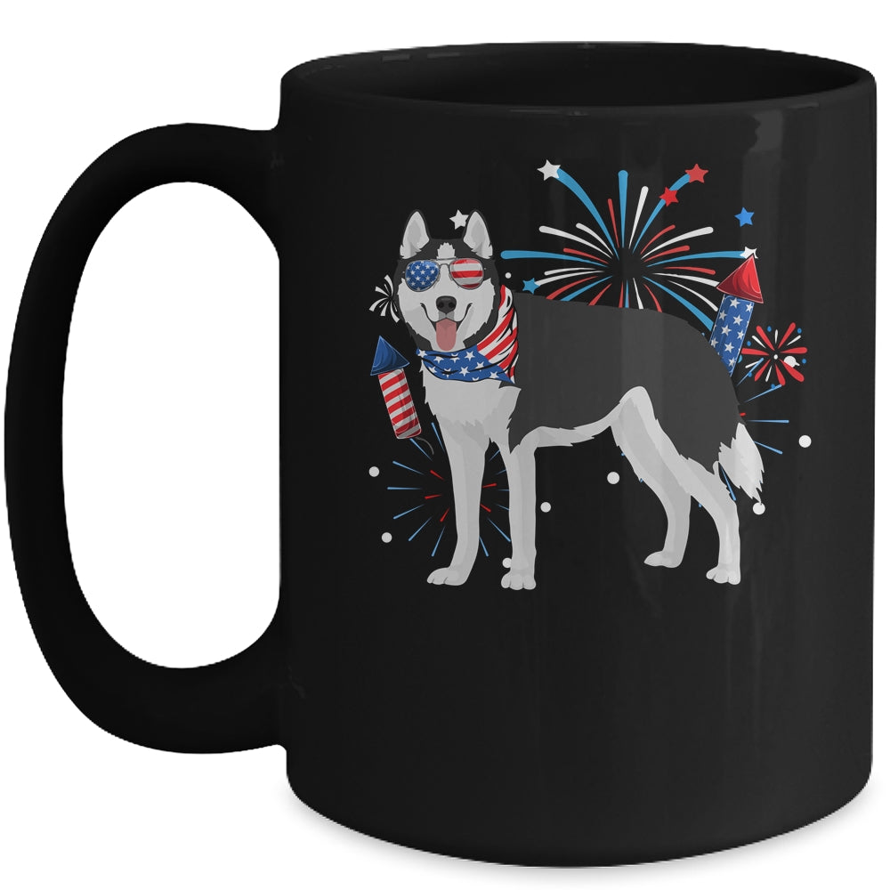 Siberian Husky Dog American USA Flag 4th of July women Lover Mug | siriusteestore
