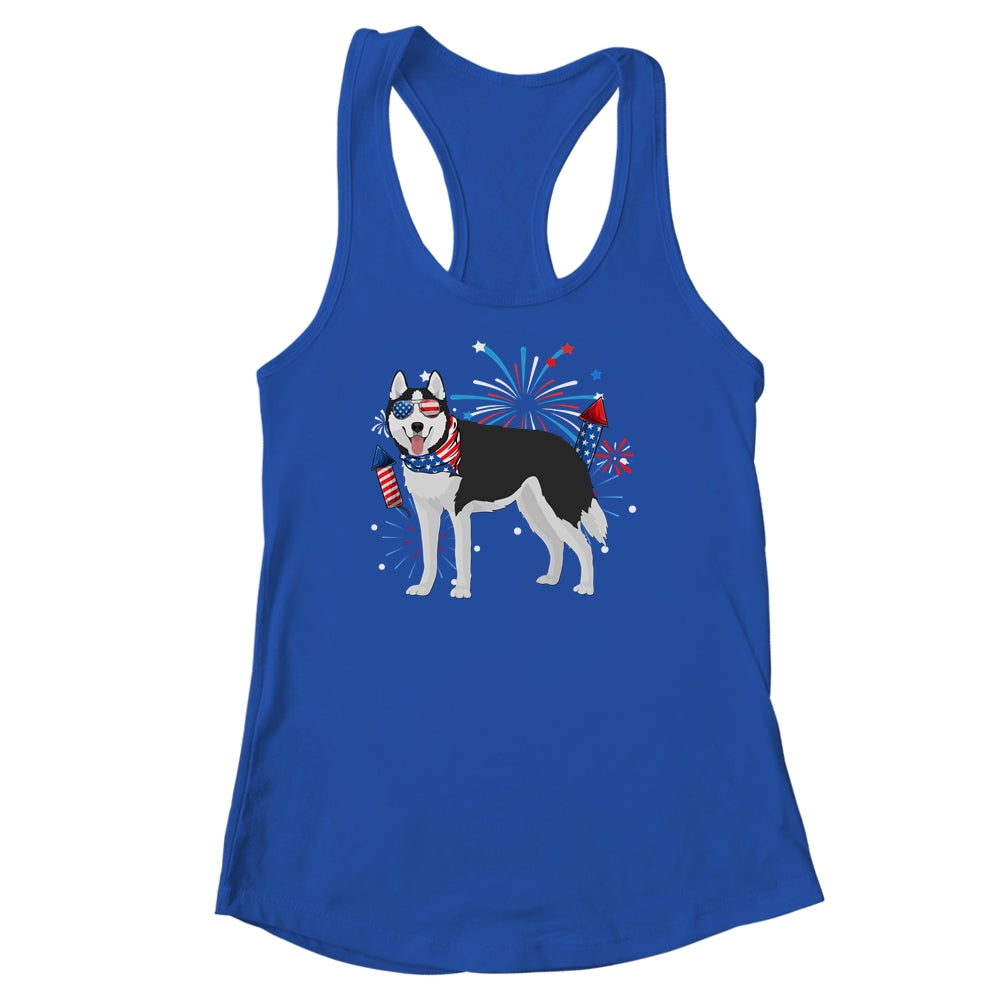 Siberian Husky Dog American USA Flag 4th of July women Lover Shirt & Tank Top | siriusteestore