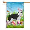 Siberian Husky Happy Easter Day Holiday Flag Funny Dog Dog Wear Bunny Ears Headband Cute for Home Decor | siriusteestore
