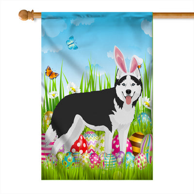 Siberian Husky Happy Easter Day Holiday Flag Funny Dog Dog Wear Bunny Ears Headband Cute for Home Decor | siriusteestore