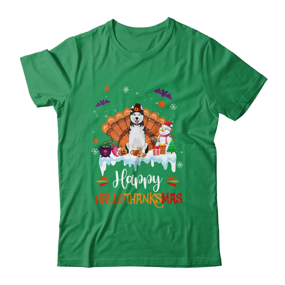 Siberian Husky Happy HalloThanksMas Halloween Christmas Shirt & Sweatshirt | siriusteestore