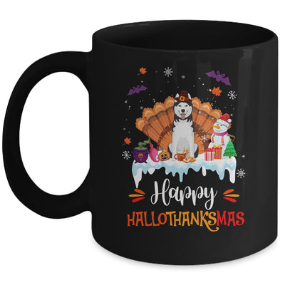 Siberian Husky Happy HalloThanksMas Halloween Christmas Mug | siriusteestore
