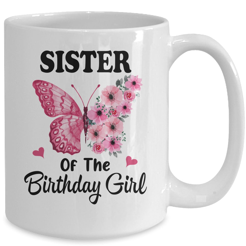 Sister 1st First Birthday Matching Family Butterfly Floral Mug | siriusteestore