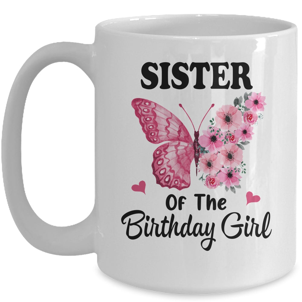 Sister 1st First Birthday Matching Family Butterfly Floral Mug | siriusteestore