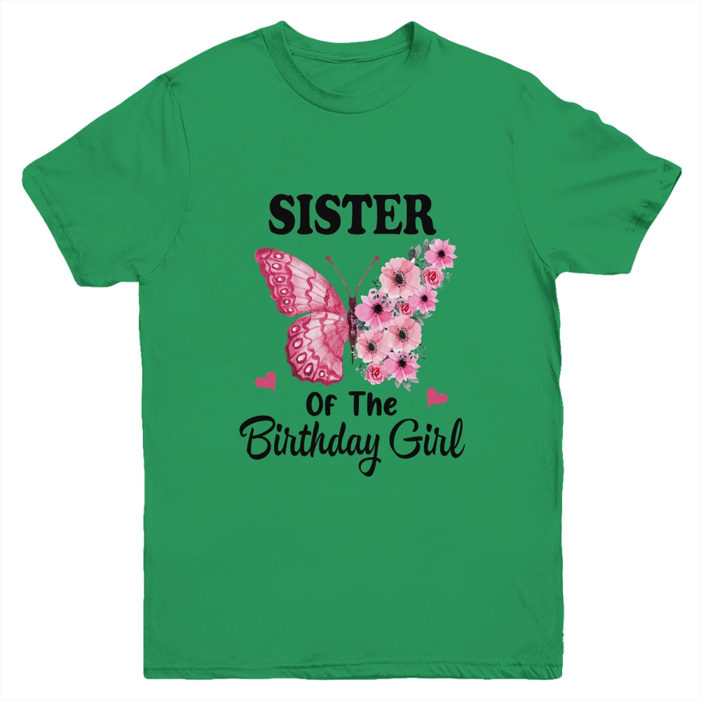 Sister 1st First Birthday Matching Family Butterfly Floral Youth Shirt | siriusteestore