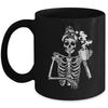 Skeleton Drinking Coffee Messy Bun Halloween Costume Mug | siriusteestore