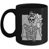 Skeleton Drinking Coffee Messy Bun Halloween Costume Women Mug | siriusteestore