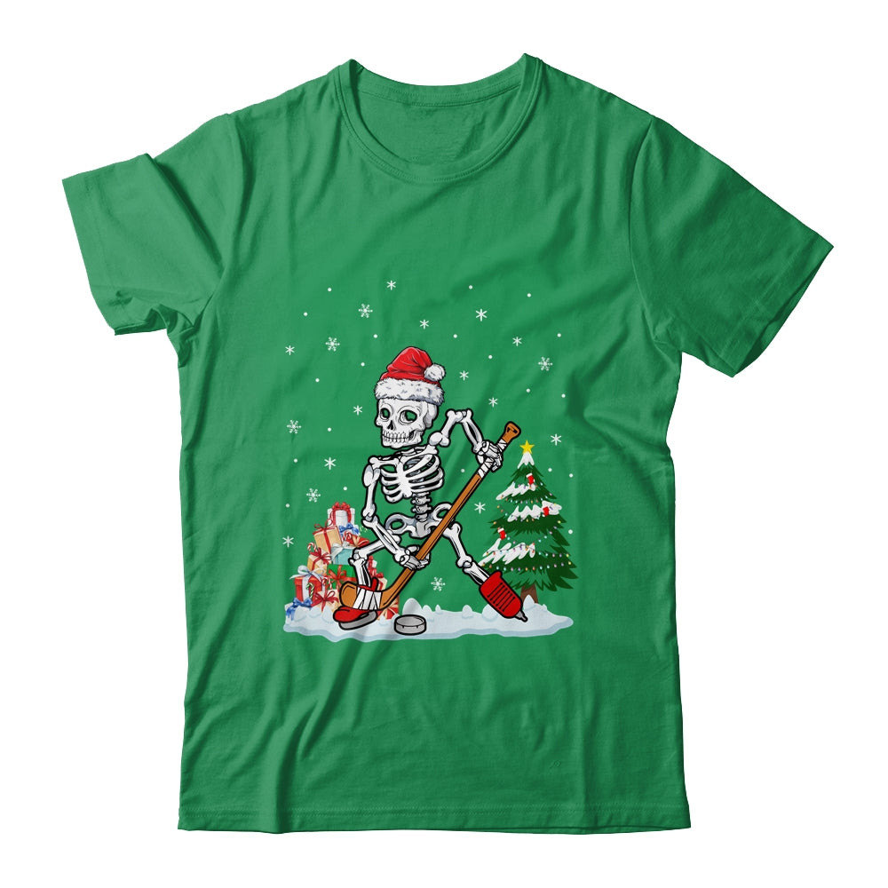 Skeleton Ice Hockey Lover Christmas Costume Skates Christmas Shirt & Sweatshirt | siriusteestore