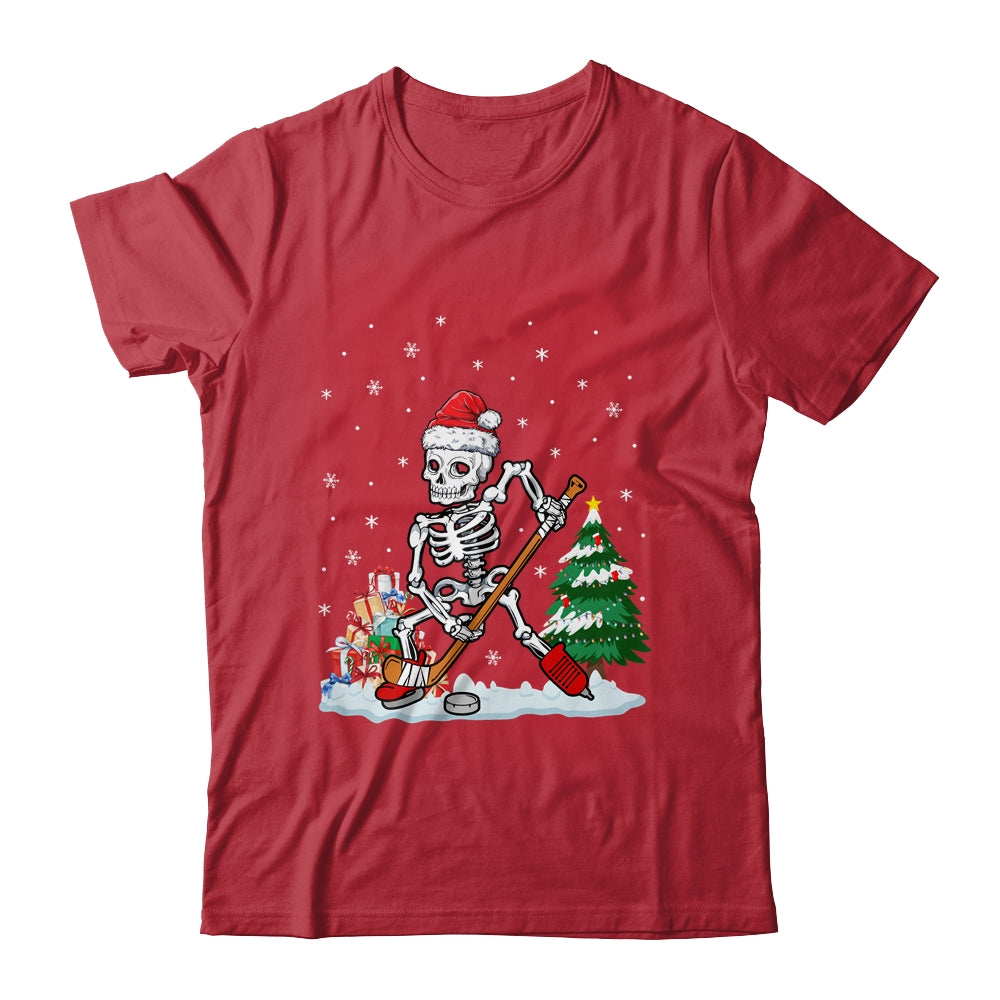 Skeleton Ice Hockey Lover Christmas Costume Skates Christmas Shirt & Sweatshirt | siriusteestore