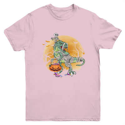Skeleton Riding Mummy T Rex Halloween Boys Girls Kids Youth Shirt | siriusteestore