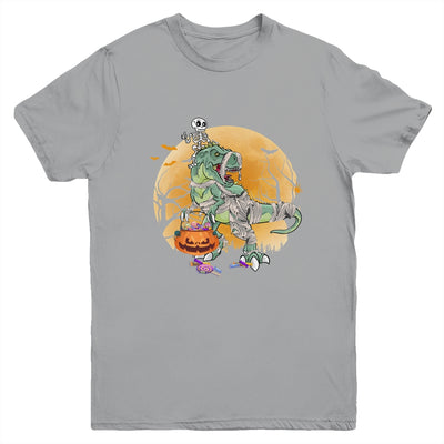 Skeleton Riding Mummy T Rex Halloween Boys Girls Kids Youth Shirt | siriusteestore