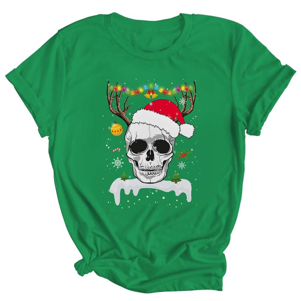 Skull Reindeer Christmas Funny Skulls Santa Hat Reindeer Shirt & Sweatshirt | siriusteestore