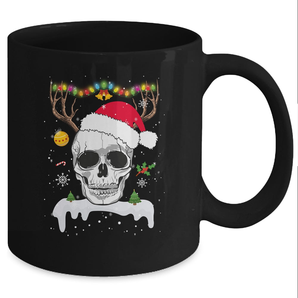 Skull Reindeer Christmas Funny Skulls Santa Hat Reindeer Mug | siriusteestore