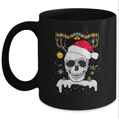 Skull Reindeer Christmas Funny Skulls Santa Hat Reindeer Mug | siriusteestore