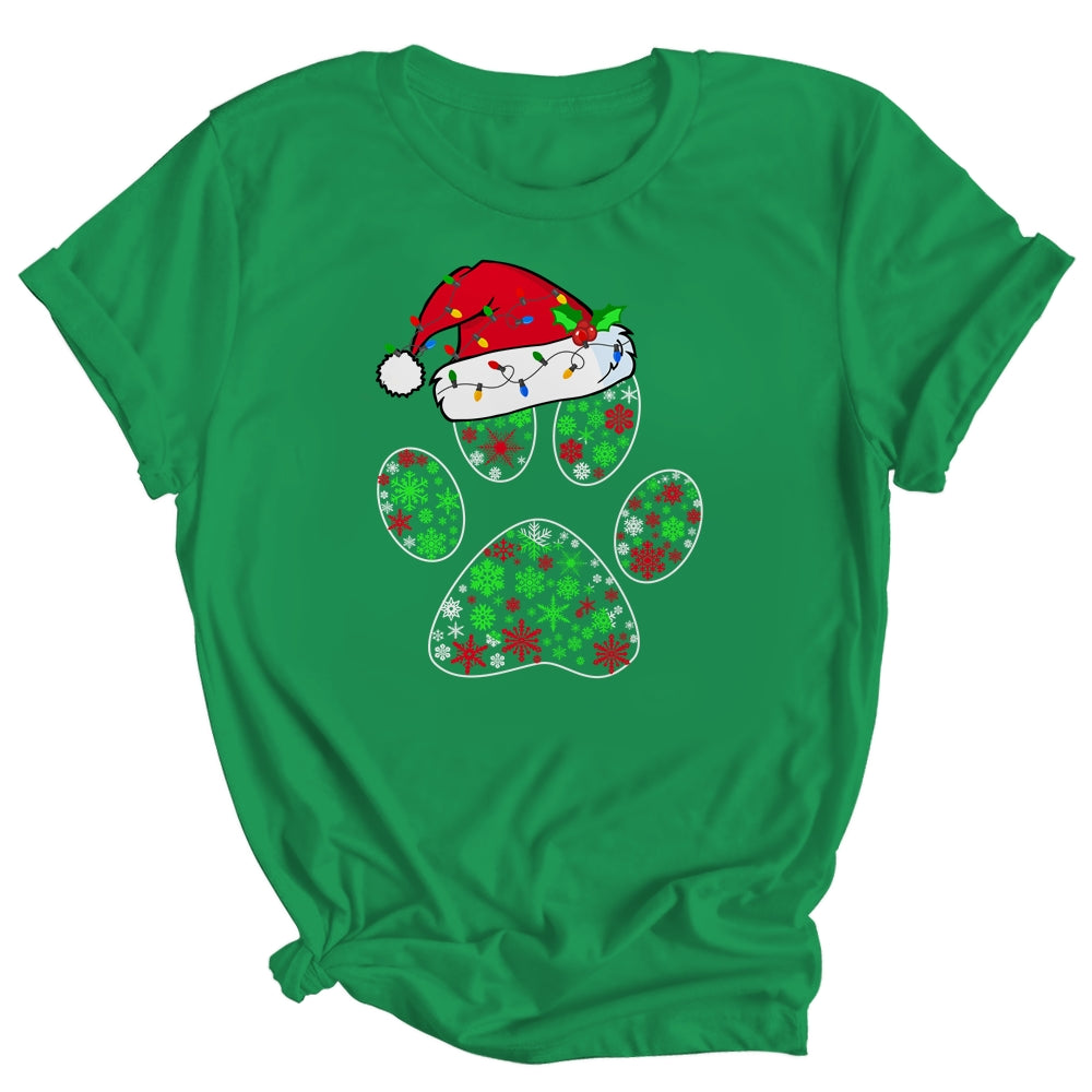 Snowflakes Dog Paw Santa Hat Christmas Dog Lovers Gift Shirt & Sweatshirt | siriusteestore