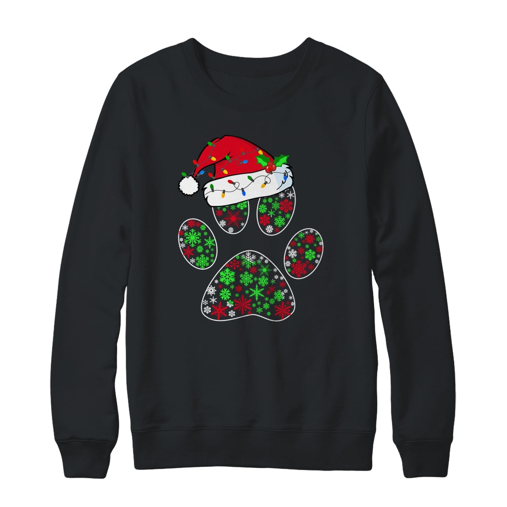 Snowflakes Dog Paw Santa Hat Christmas Dog Lovers Gift Shirt & Sweatshirt | siriusteestore