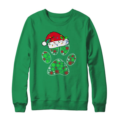 Snowflakes Dog Paw Santa Hat Christmas Dog Lovers Gift Shirt & Sweatshirt | siriusteestore