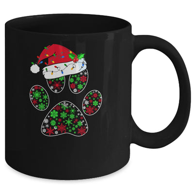 Snowflakes Dog Paw Santa Hat Christmas Dog Lovers Gift Mug | siriusteestore