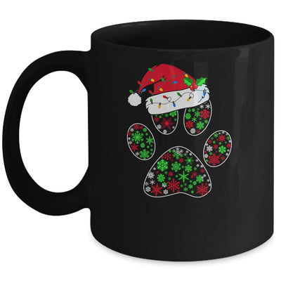 Snowflakes Dog Paw Santa Hat Christmas Dog Lovers Gift Mug | siriusteestore