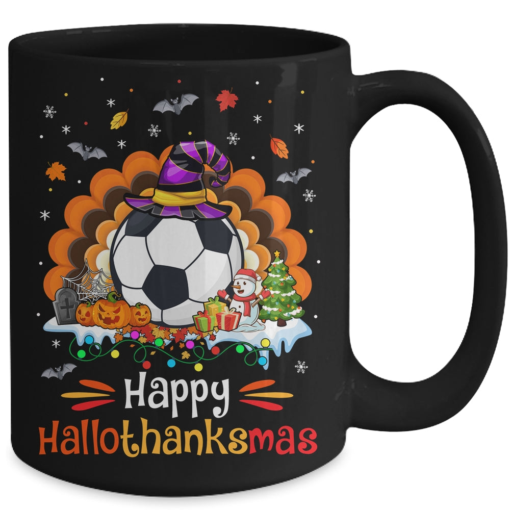 Soccer Halloween Christmas Thanksgiving Hallothanksmas Mug | siriusteestore
