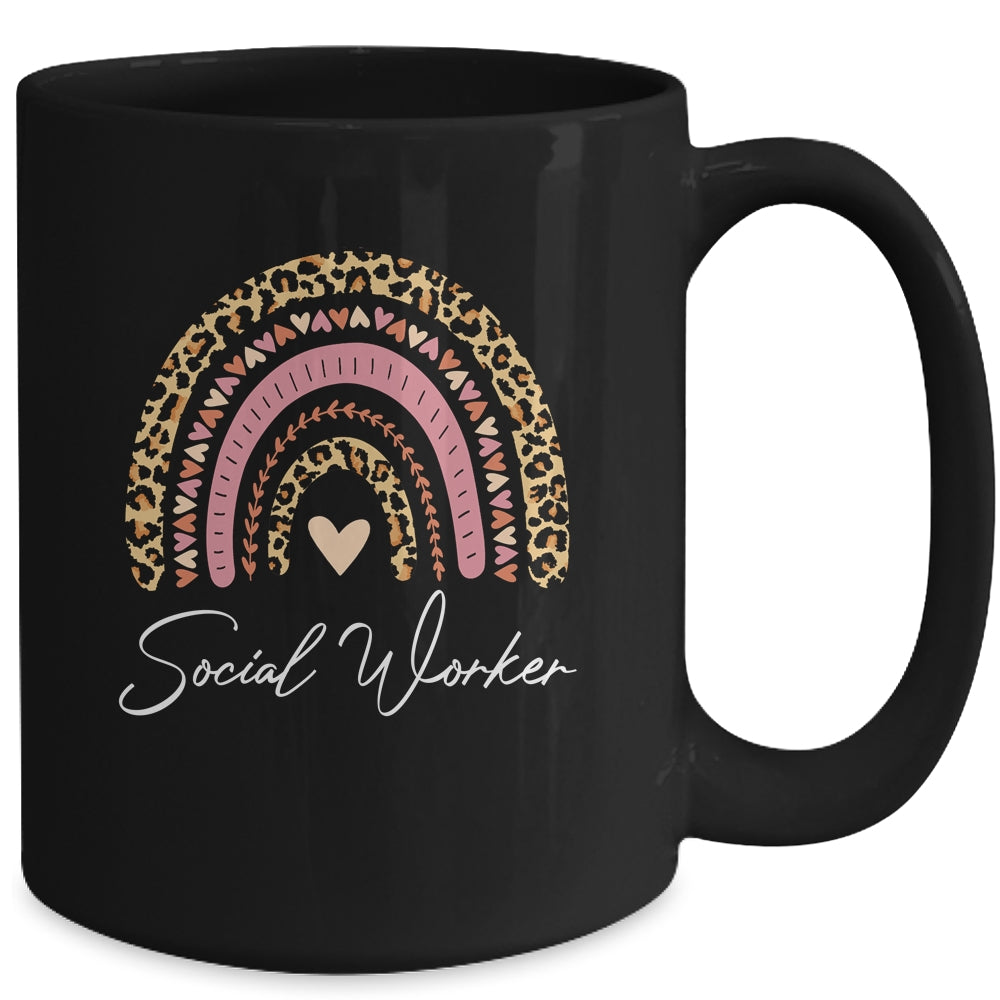 Social Worker Leopard Rainbow Women Girls Mug | siriusteestore