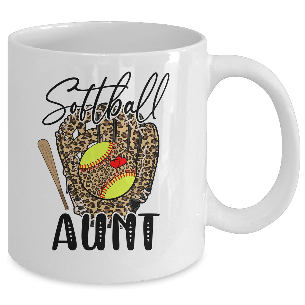 Softball Aunt Leopard Game Day Softball Lover Mothers Day Mug | siriusteestore
