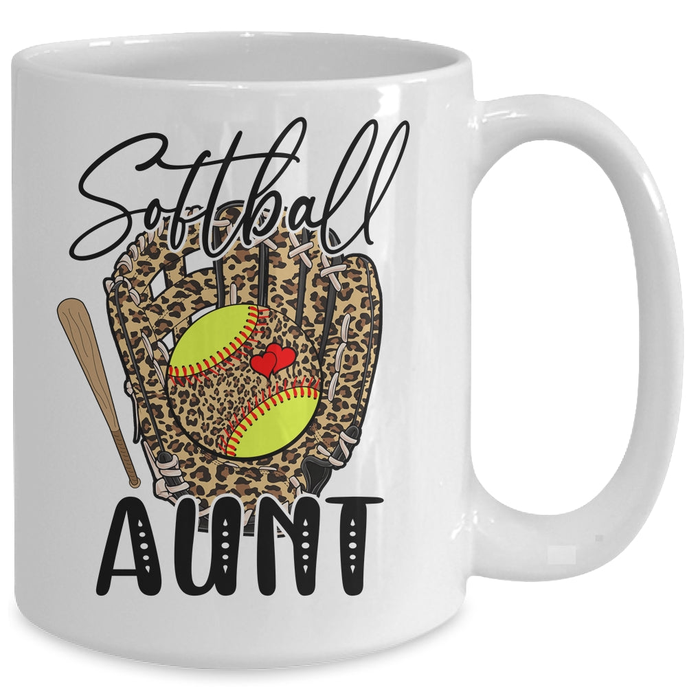 Softball Aunt Leopard Game Day Softball Lover Mothers Day Mug | siriusteestore
