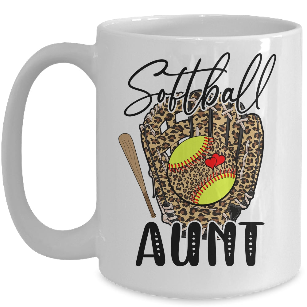 Softball Aunt Leopard Game Day Softball Lover Mothers Day Mug | siriusteestore