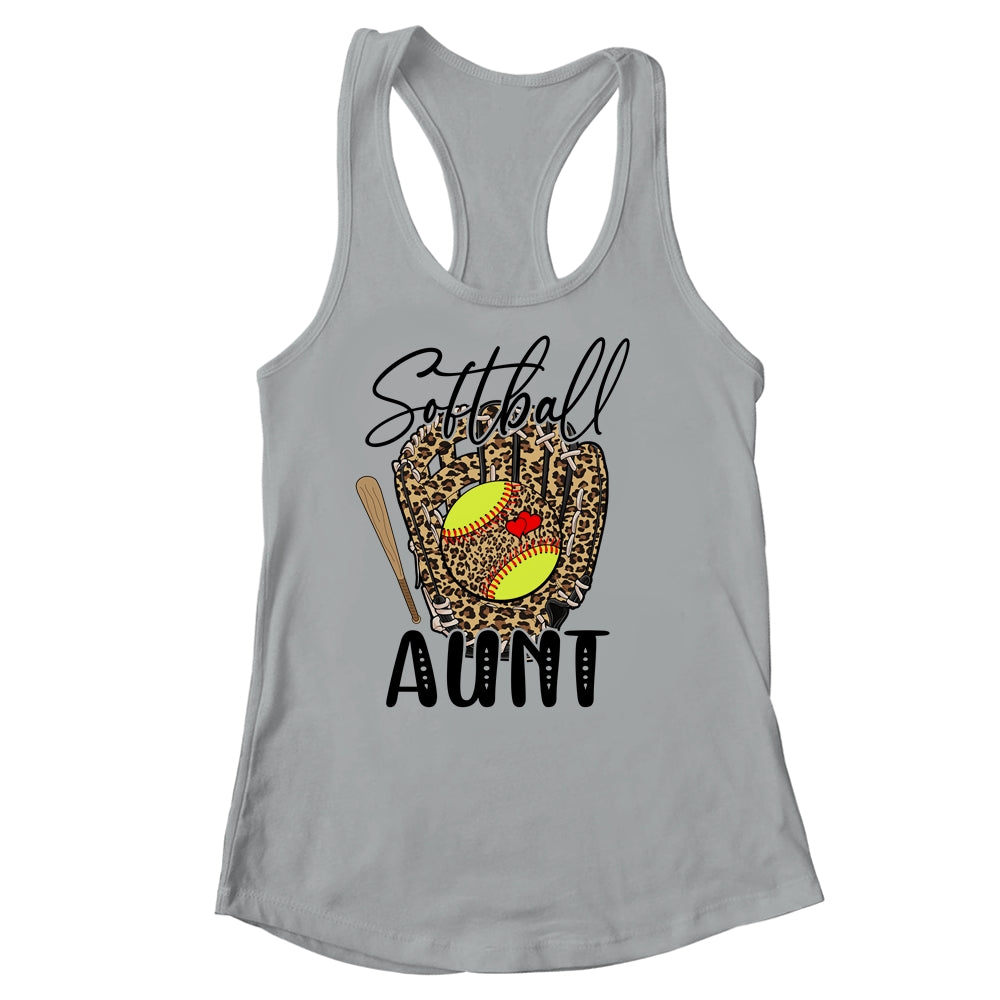 Softball Aunt Leopard Game Day Softball Lover Mothers Day Shirt & Tank Top | siriusteestore