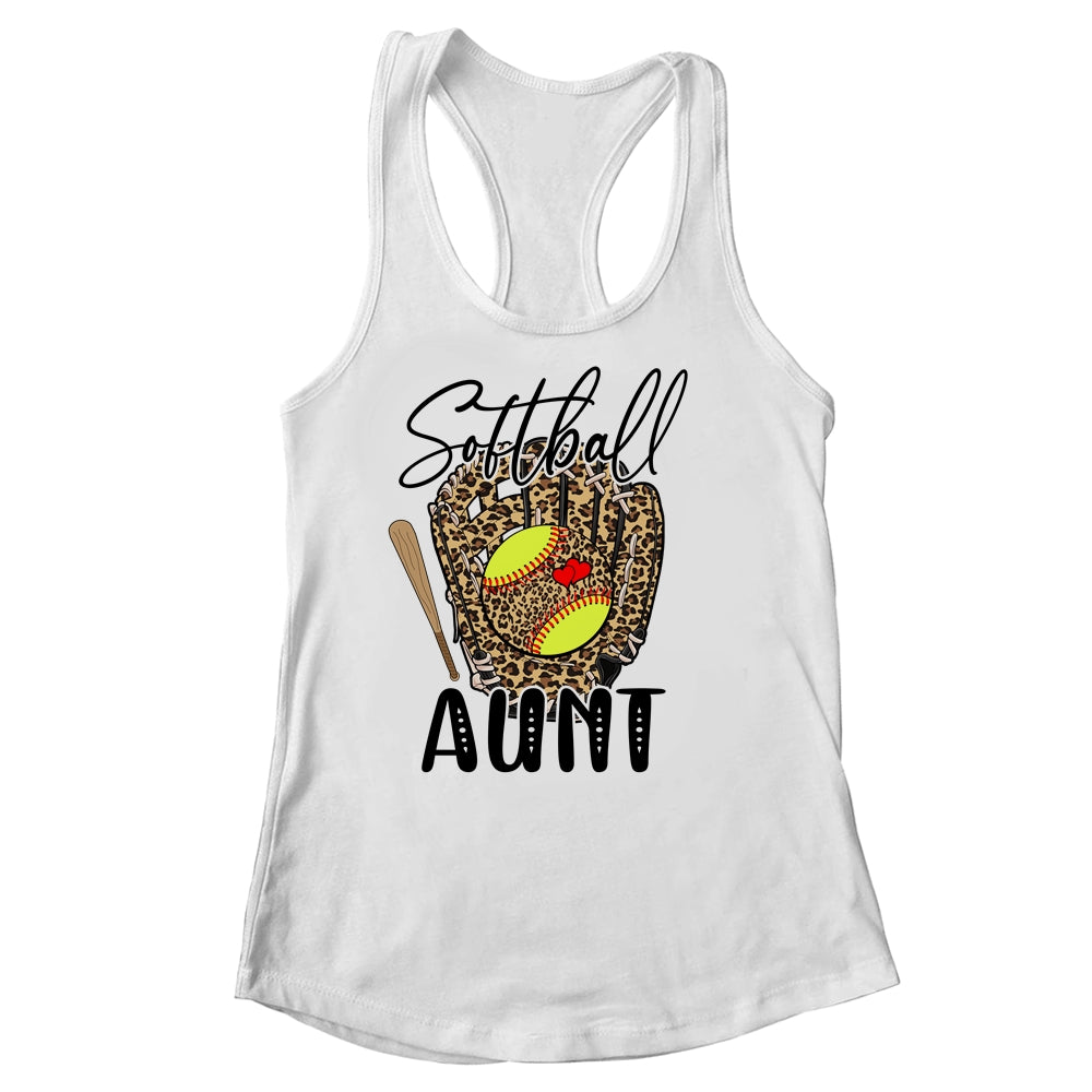 Softball Aunt Leopard Game Day Softball Lover Mothers Day Shirt & Tank Top | siriusteestore