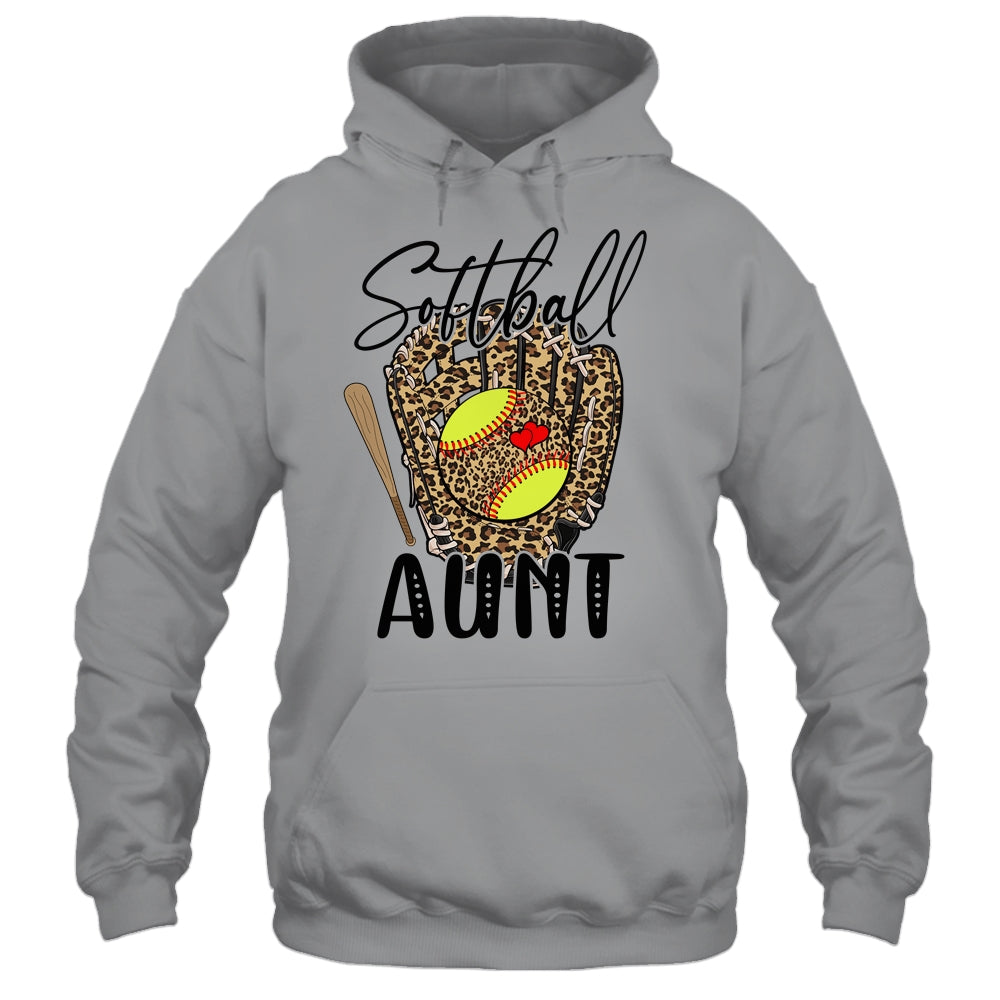 Softball Aunt Leopard Game Day Softball Lover Mothers Day Shirt & Tank Top | siriusteestore