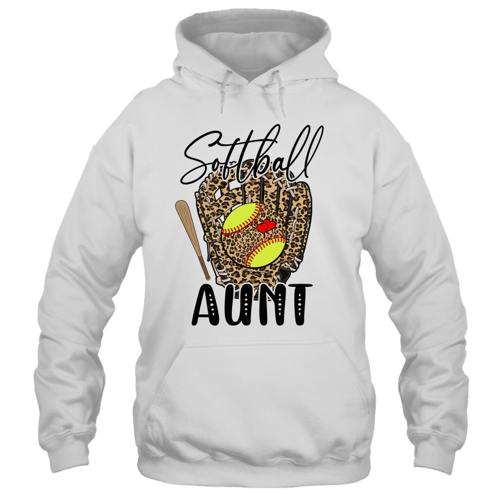 Softball Aunt Leopard Game Day Softball Lover Mothers Day Shirt & Tank Top | siriusteestore