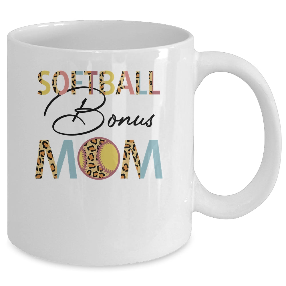 Softball Bonus Mom Softball Mom Leopard Mothers Day Mug | siriusteestore
