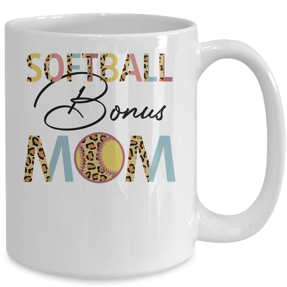 Softball Bonus Mom Softball Mom Leopard Mothers Day Mug | siriusteestore