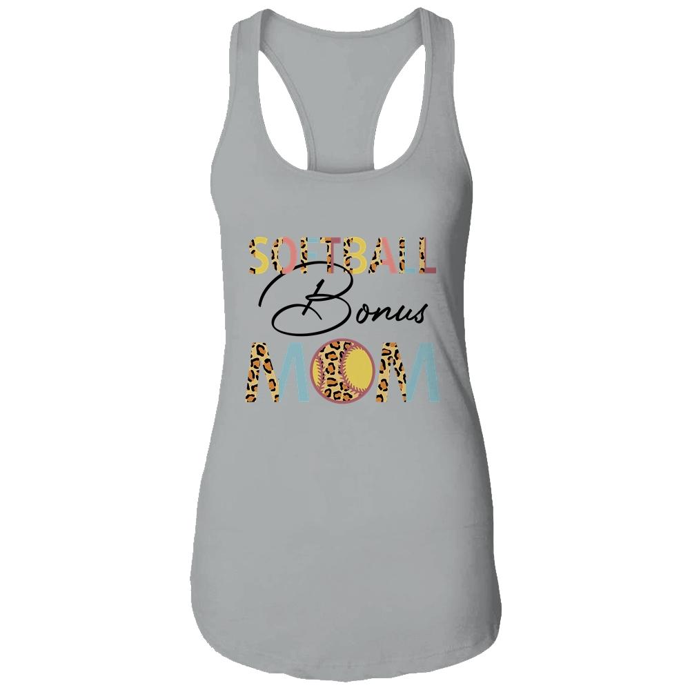 Softball Bonus Mom Softball Mom Leopard Mothers Day Shirt & Tank Top | teecentury